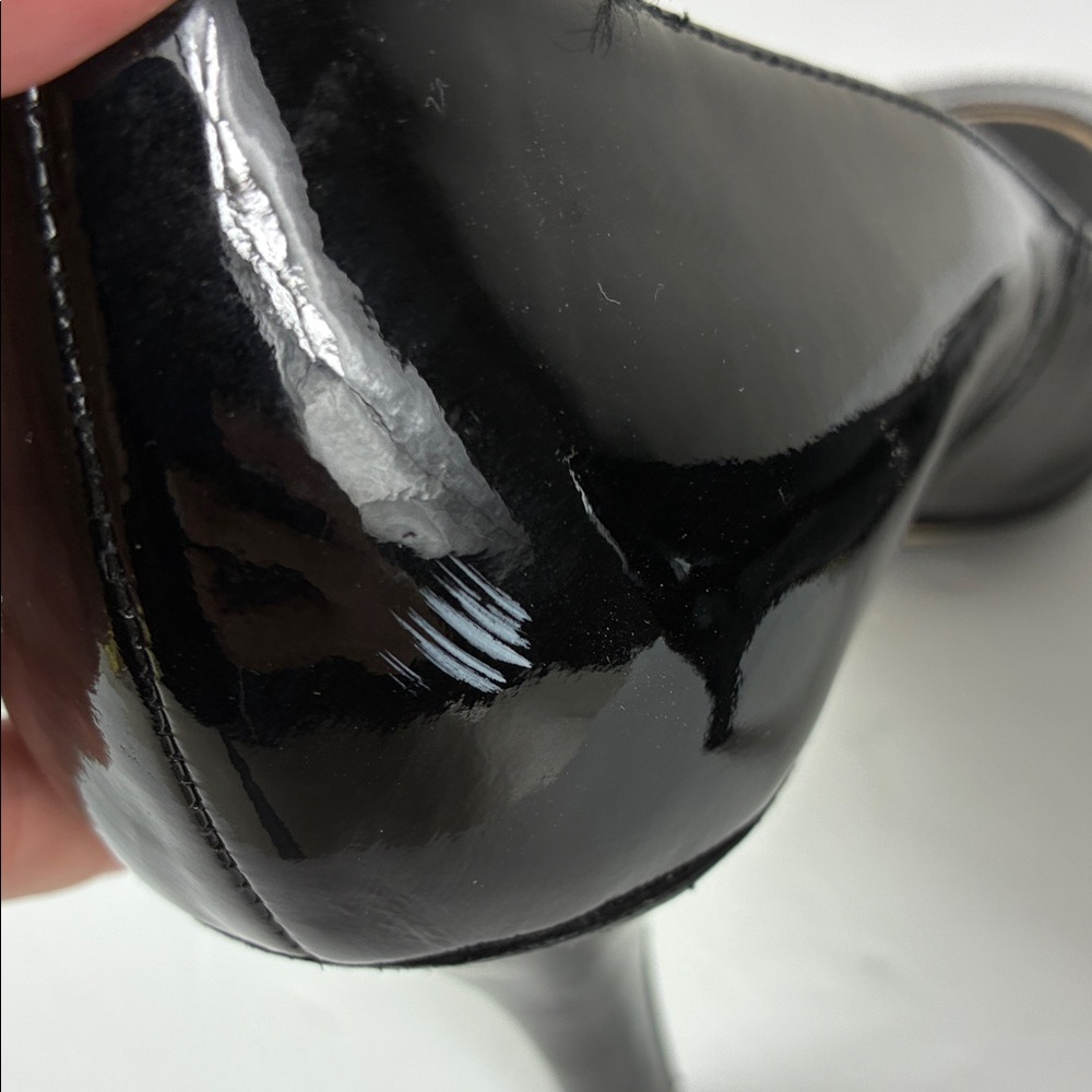 Cole Haan Black Patent Peep-Toe Heels Nike Colab 9B Classic Pumps Work Party - Picture 8 of 9